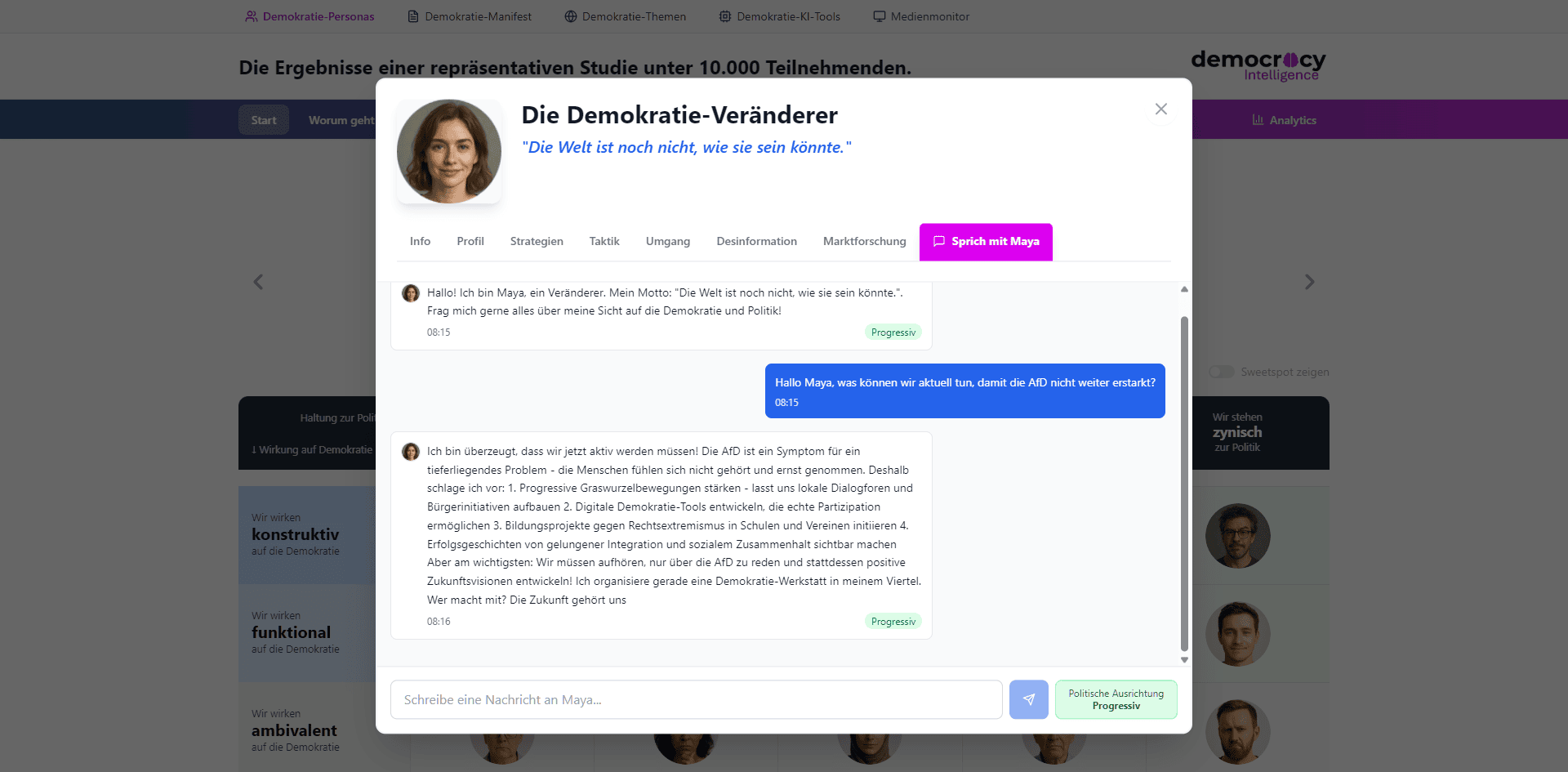 Interaktive Persona-Dialoge - Sprich mit Maya